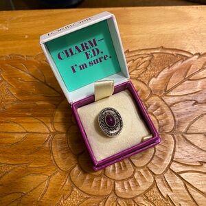 Lori Bonn Sterling Silver dark maroon gem slide charm